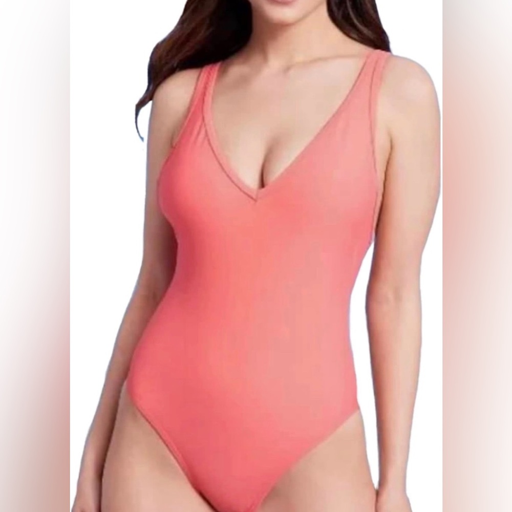 Kona Sol Coral V-Neck Swimsuit